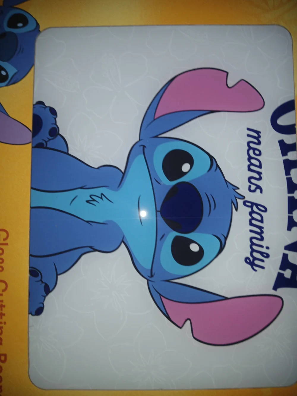 Disney Blue Stitch Cutting Board with Pink Ear Accents NEW